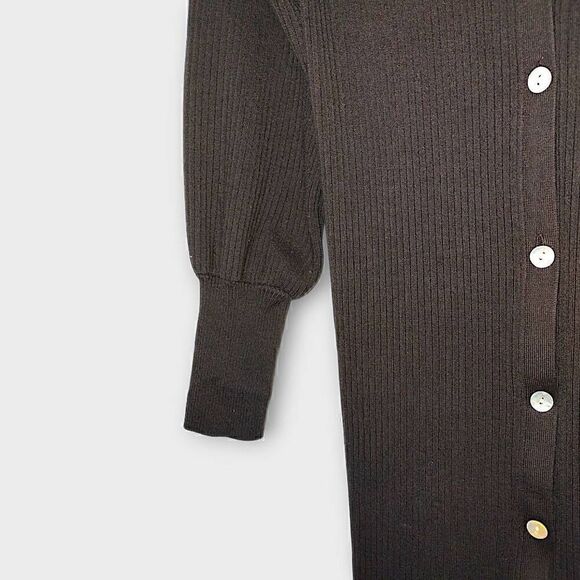 Live the Process Womens Cardigan Sz. Black Ribbed Puffed Sleeves Cuffed Button - Picture 10 of 11